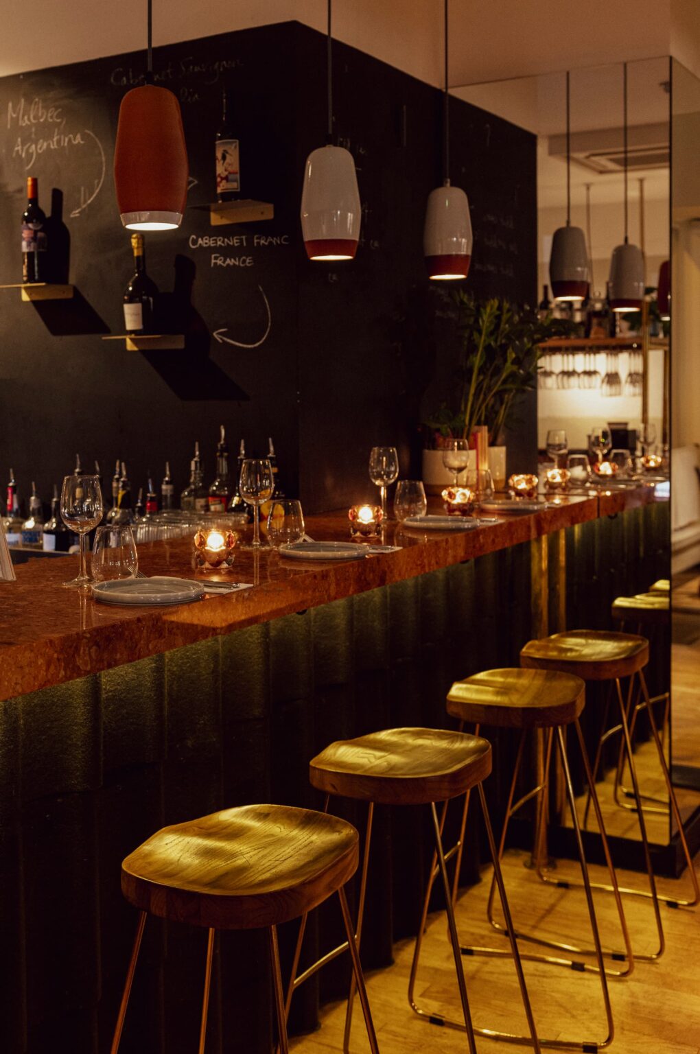 wine list comprising exceptional wines from small producers and exciting house cocktails